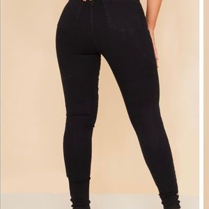 Black ripped skinny jeans , high waisted